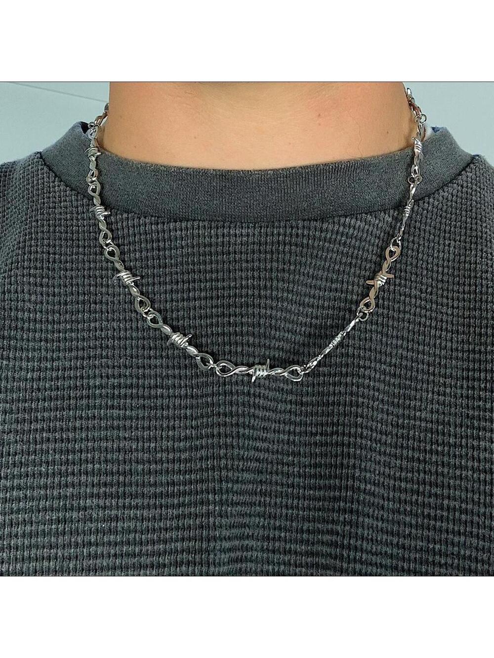 Cyber Y2k barbwire opium punk style necklace. Cool design. Nice quality. Chain